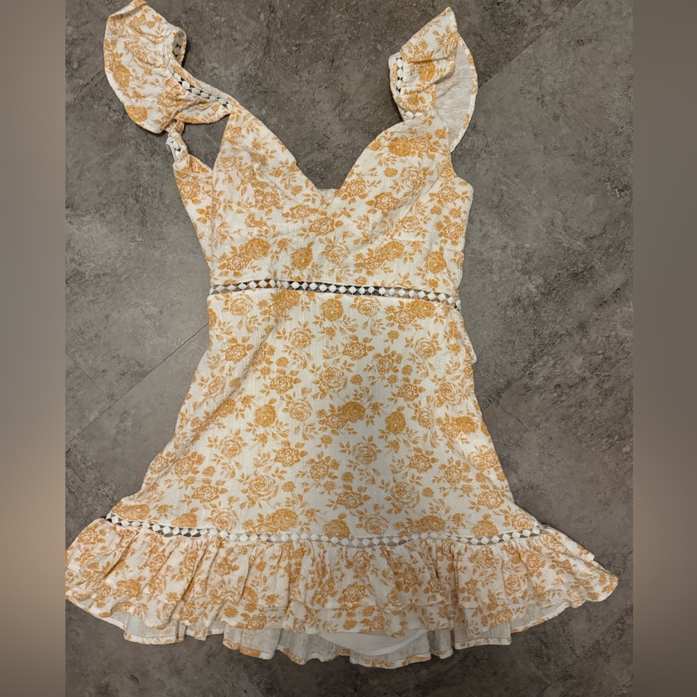 Kiss the Stars White Floral Print Tie-Back Mini Dress